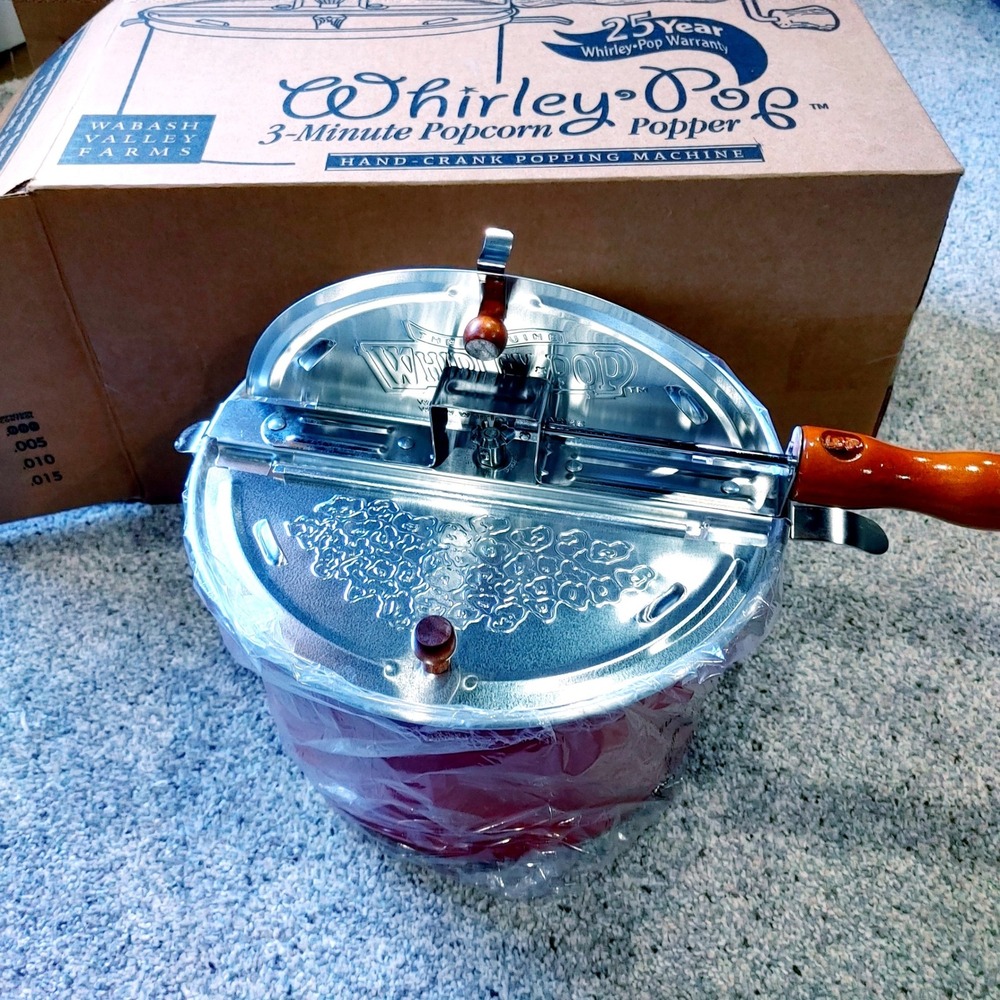 Wabash Valley Farms Whirley-Pop Stovetop Popcorn Popper Red Hand-Crank A0069 - Picture 4 of 7